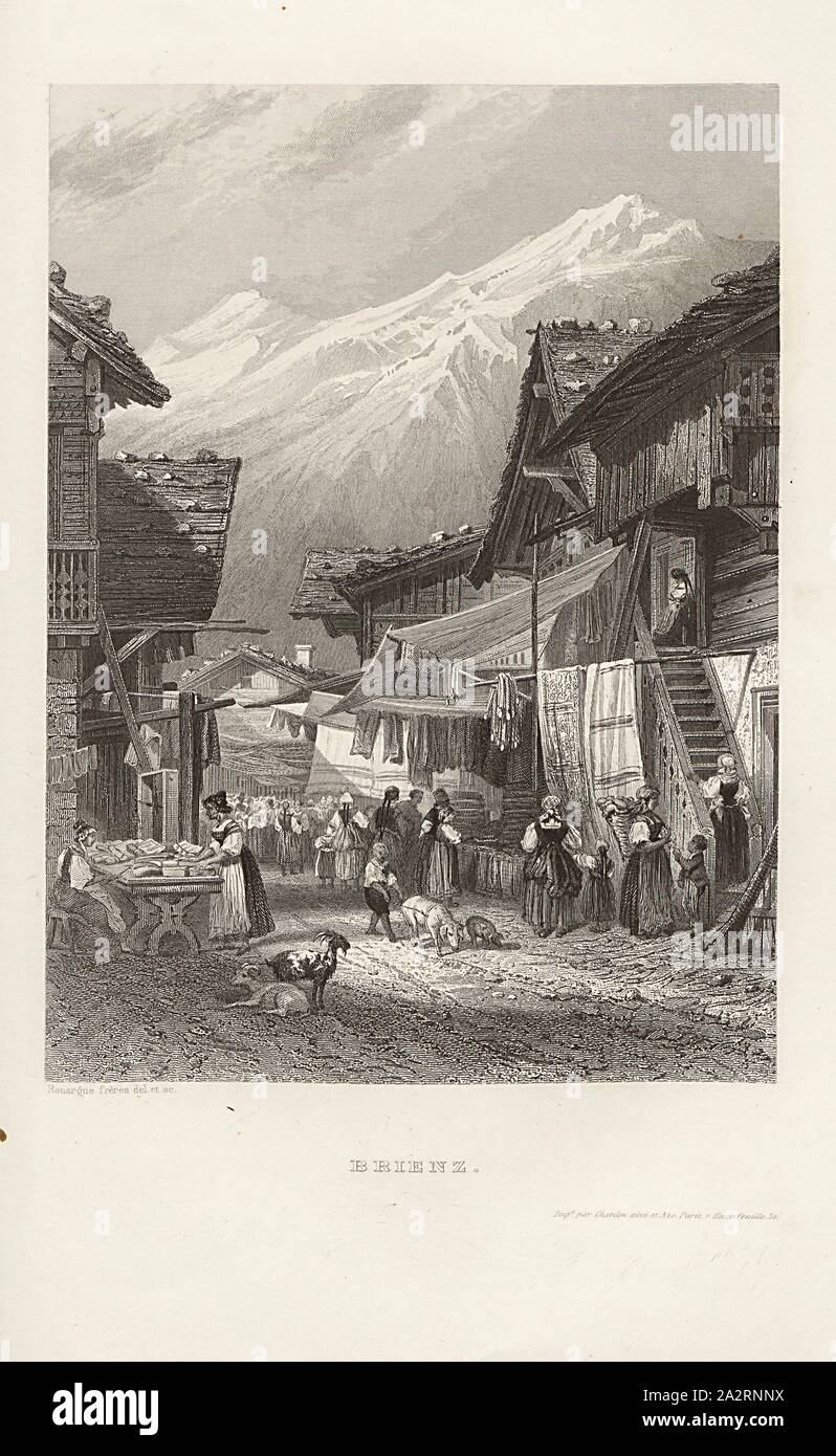 Il lago di Brienz, Brienz nel cantone di Berna, attacco, p. 174, Rouargue frères (CANC. et sc.), Xavier Marmier: Voyage en Suisse. Parigi: Morizot, [1861 Foto Stock