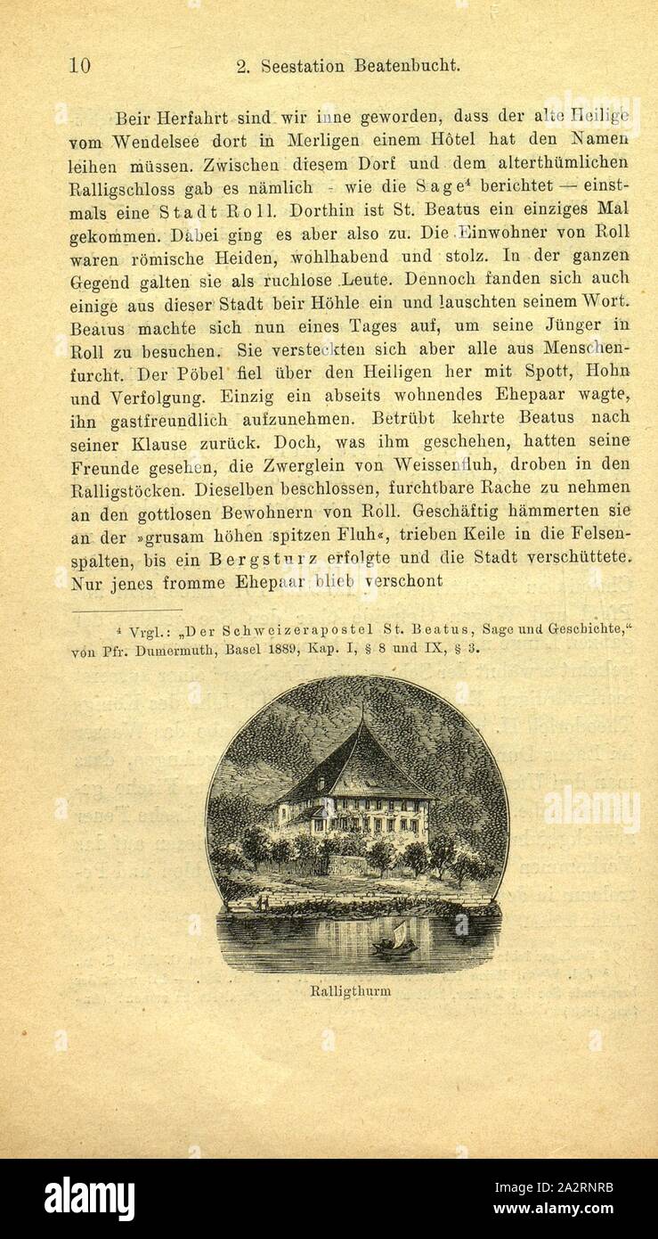 Ralligthurm, Ralligthurm am Thunersee, p. 10, G. Dumermuth: San-Beatenberg und seine Drahtseilbahn. Bern und Biel: Verlag von Albert Schüler, [1889 Foto Stock