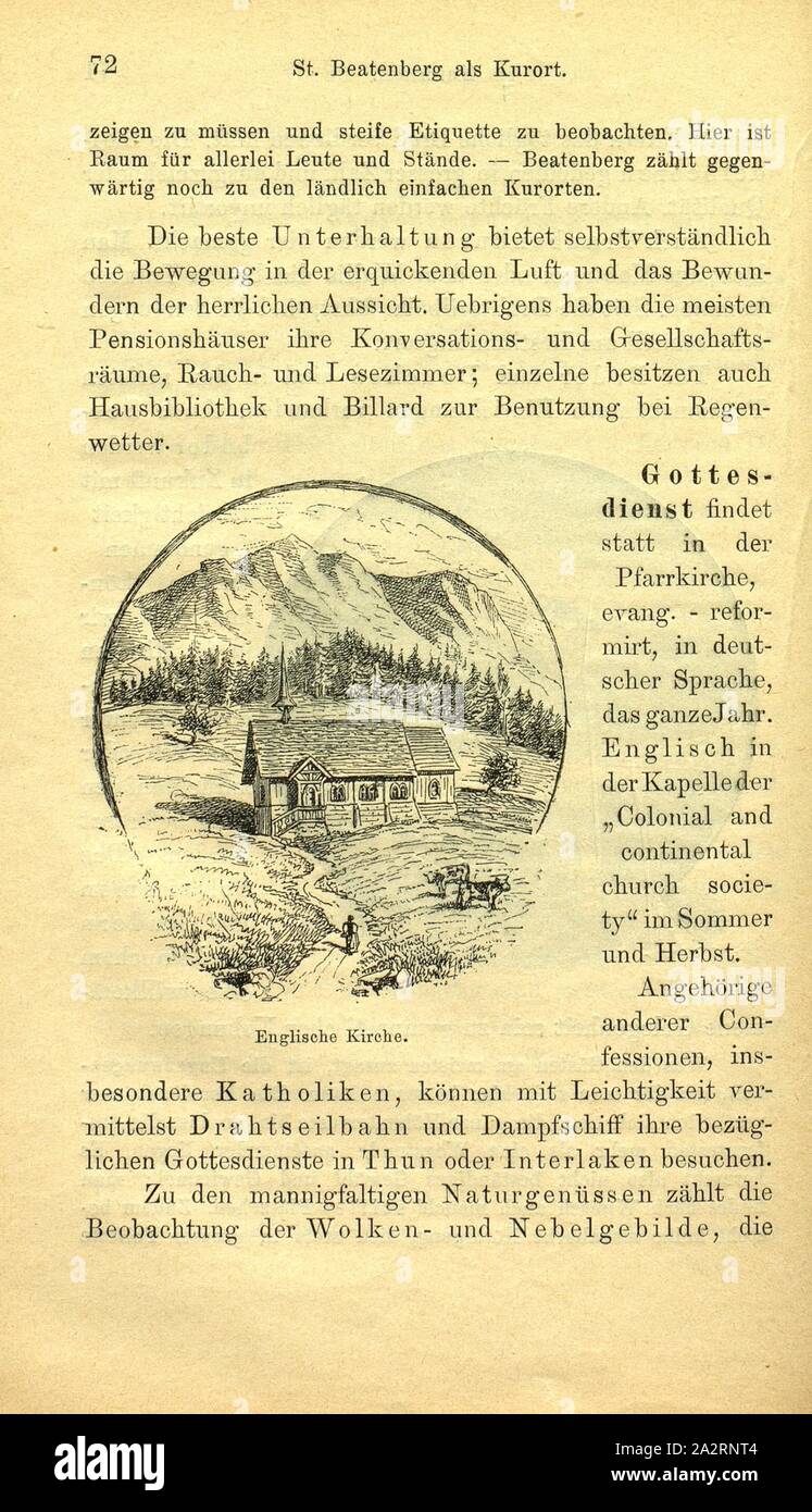 Chiesa inglese, Beatenberg Chiesa inglese, p. 72, G. Dumermuth: San-Beatenberg und seine Drahtseilbahn. Bern und Biel: Verlag von Albert Schüler, [1889 Foto Stock