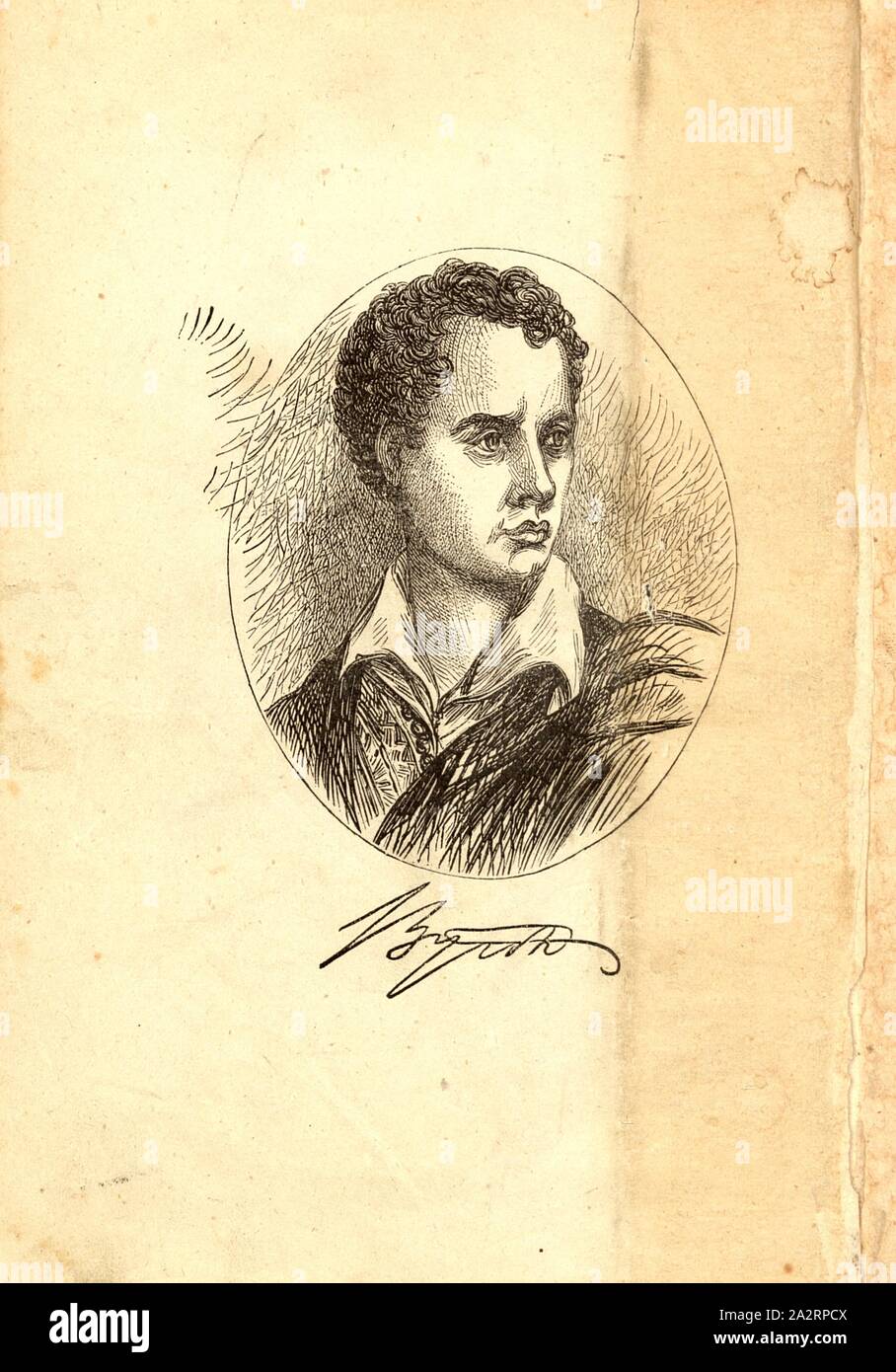 Byron, Ritratto di George Gordon Byron (1788-1824), il frontespizio, Gilbert, Frederick (CANC.), George Gordon Byron; F. Gilbert: le opere poetiche di Lord Byron: con la vita e con orientamento verticale. Londra: John Dicks, [1814 Foto Stock