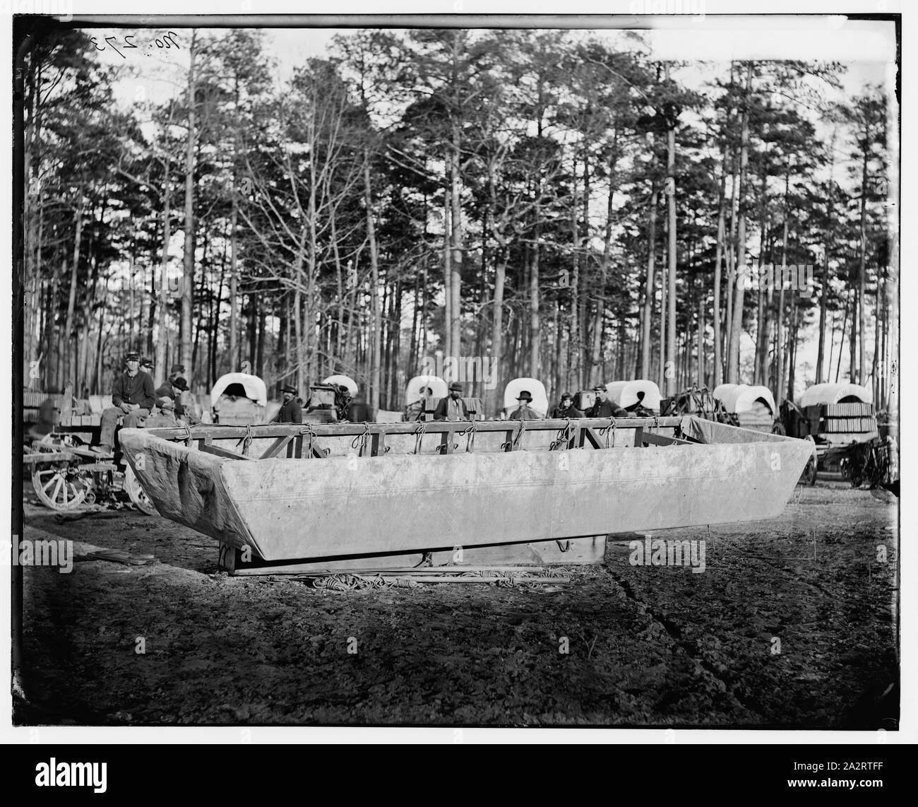 Stazione Rappahannock, Va. tela pontoon boat, cinquantesimo New York ingegneri Foto Stock