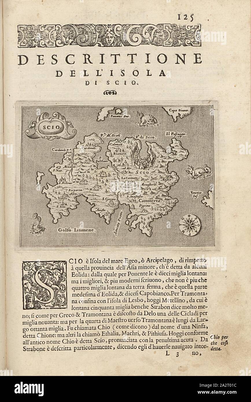 So, mappa dell'isola di Chios, Fig. 31, p. 125, Porro, Girolamo (ill.), 1575, Thomaso Porcacchi, Girolamo Porro: L' isole piu famose del mondo. Il secondo libro. In veneto: apresso gli Heredi di Simon Galignani, 1590 Foto Stock