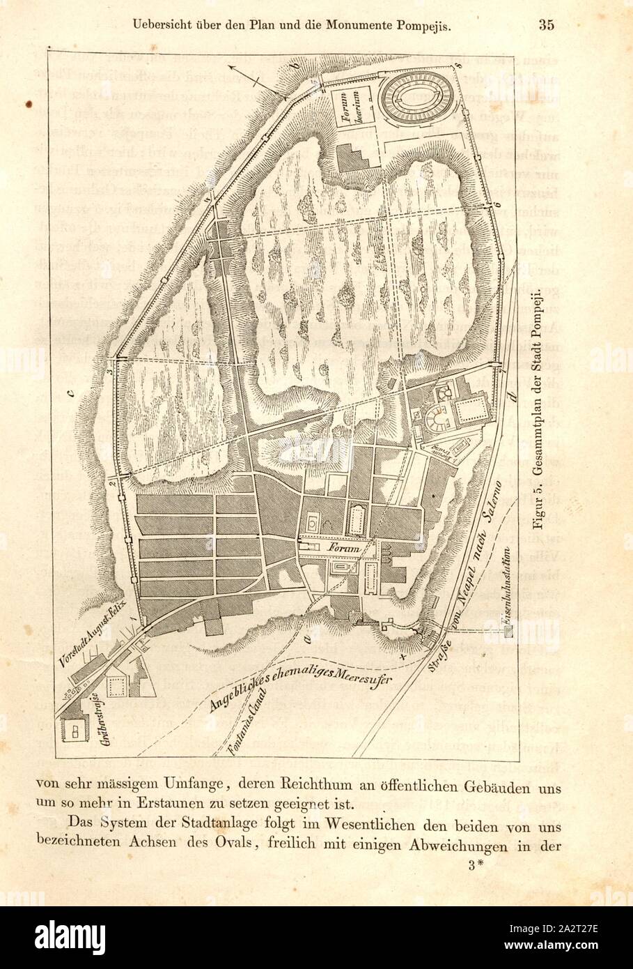 Piano generale della città di Pompei, piano di Pompei, Fig. 5, p. 35, 1856, Johannes Overbeck: Pompei in seinen Gebäuden, Alterthümern und Kunstwerken [...]. Lipsia: Verlag von Wilhelm Engelmann, 1856 Foto Stock