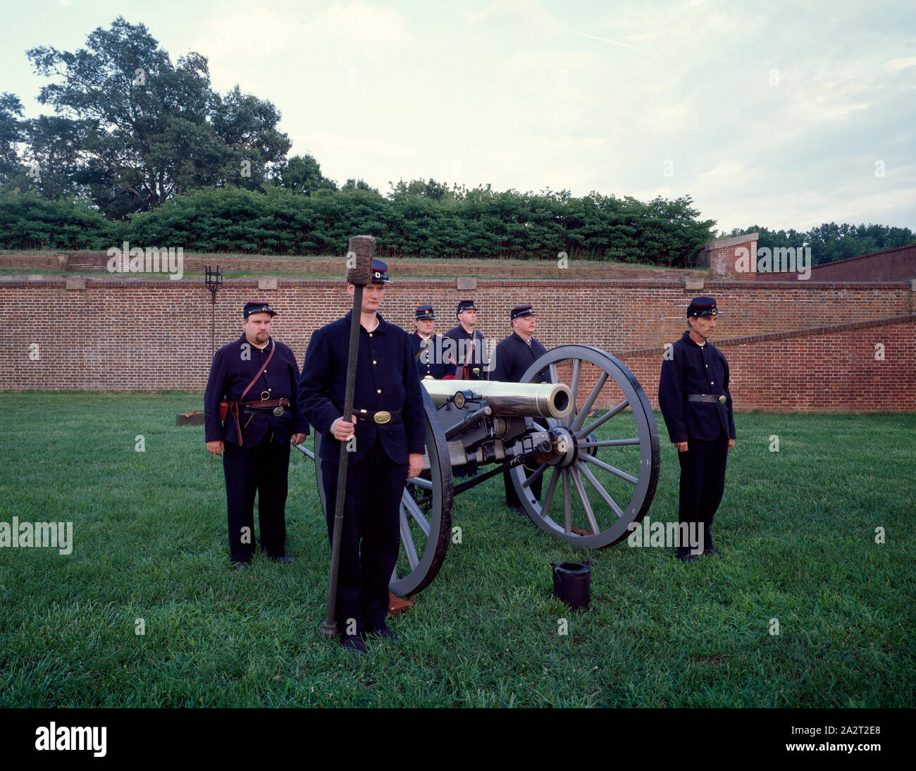 Re-enactors a Fort Washington Park, Maryland, un parco nazionale sito di servizio attraverso il fiume Potomac da Mount Vernon Foto Stock
