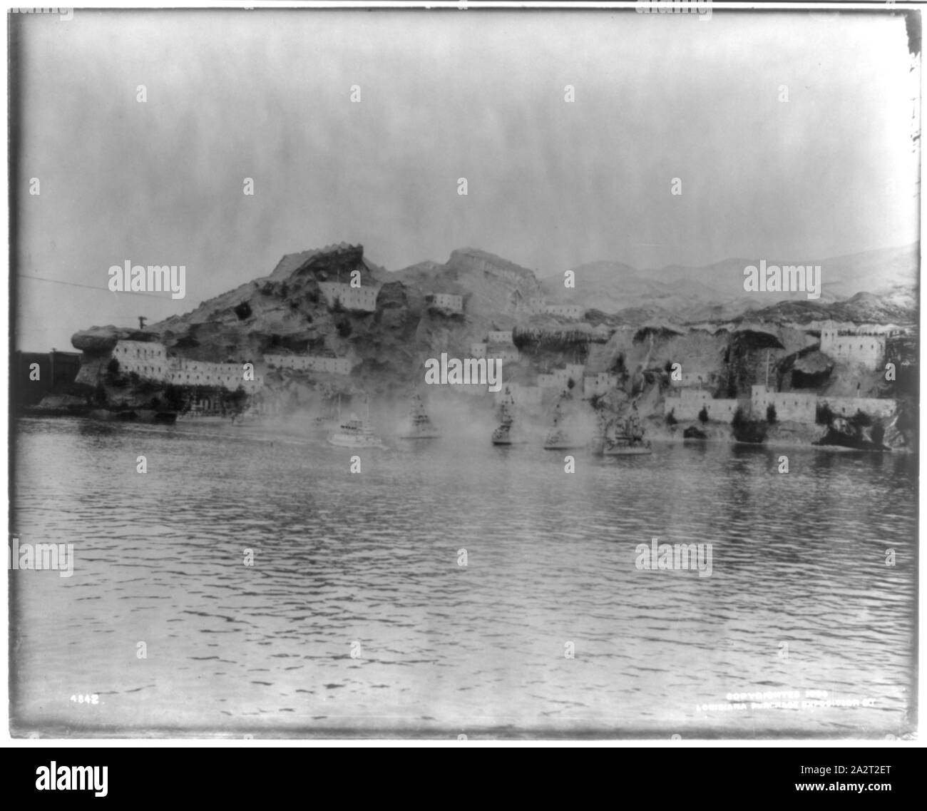 Rievocazione della battaglia navale di San Louis fiera dei mondi Foto Stock