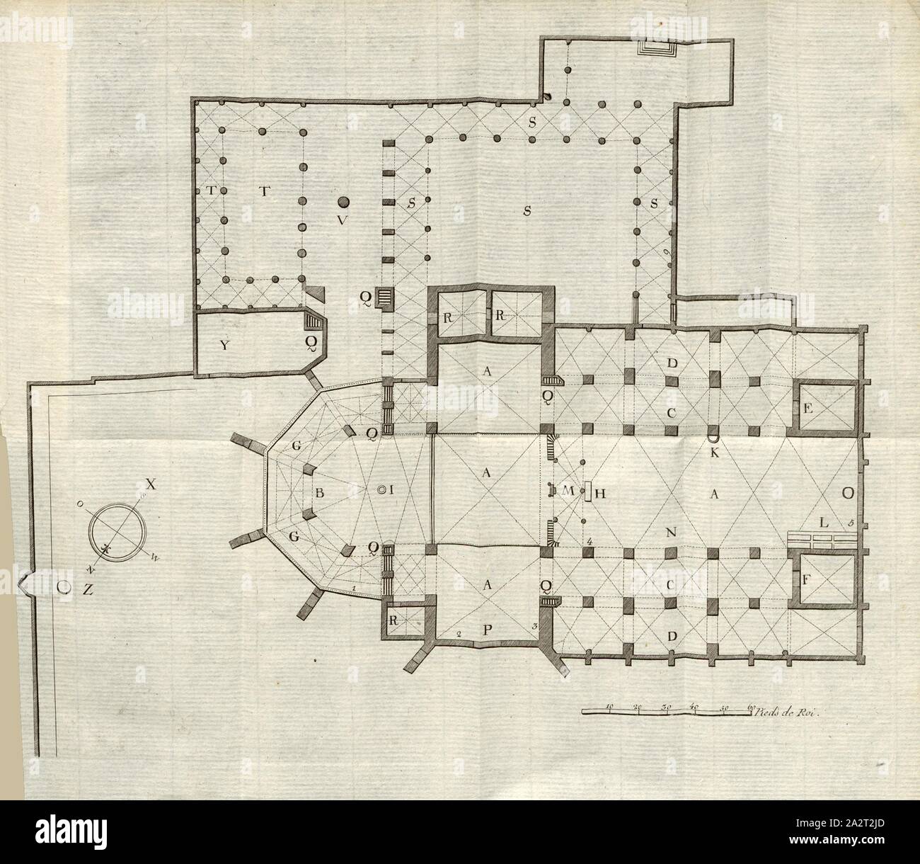 Basilea Minster, piano di pavimento di Basilea Minster, Fig. 1, dopo p. 132, Hieronymus Falkeisen: Beschreibung der Münsters-Kirche zu Basel: samt einem Grundrisse von derselben. Basilea: bey Johann Jakob Flick, 1788 Foto Stock