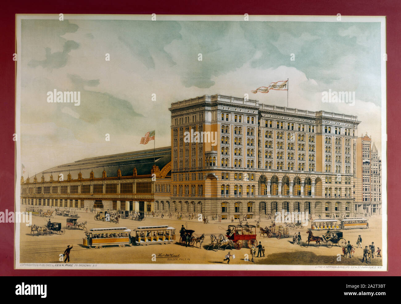 Terminale di lettura builder Charles McCaul preparato questa litografia di Phiadelphia, Pennsylvania del nuovo terminal ferroviario e mercato per la costruzione di apertura nel 1893 Foto Stock
