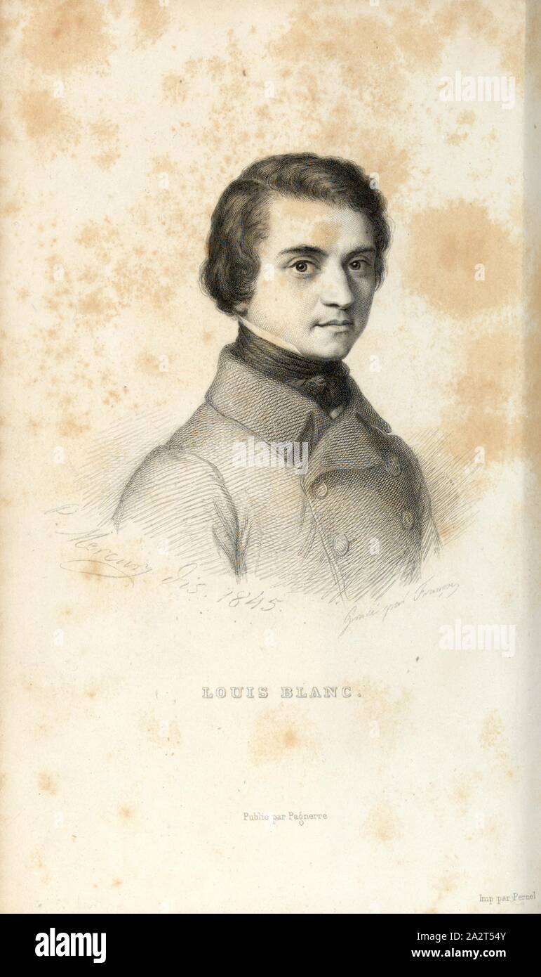 Louis Blanc, Ritratto di Jean-Joseph-Charles-Louis Blanc, firmato: P. Mercurio dis., 1845, Gravé par François, frontespizio, Louis Blanc: Révolution française: histoire de dix ans 1830-1840. Bd. 1. Parigi: Pagnerre, 1848 Foto Stock