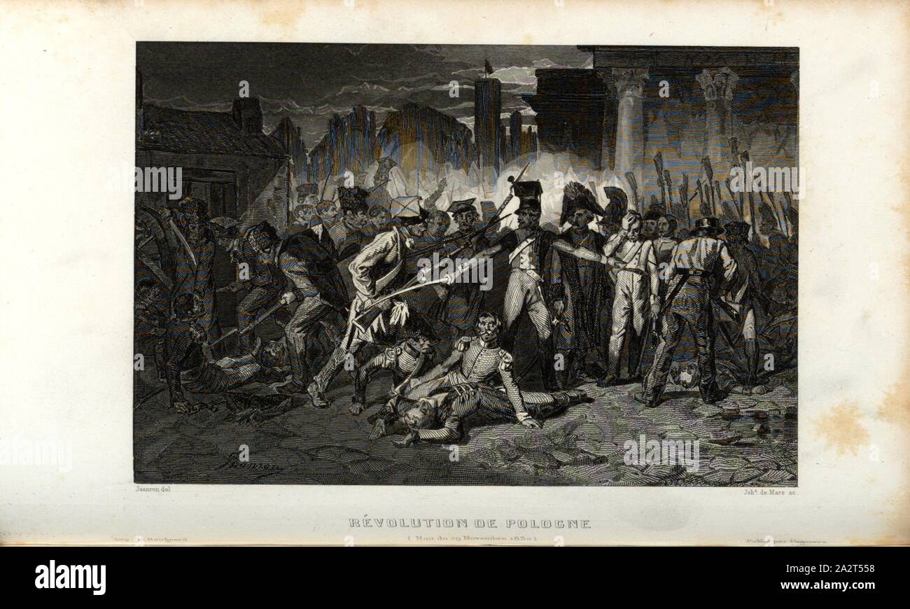 Rivoluzione polacca notte di novembre 29, 1830, Novembre Uprising in Polonia dal 1830, firmato: Jeanron (CANC.); Joh. De Marc (sc.), Fig. 1, p. 136, Jeanron (CANC.); Marc, Joh. de (sc.), Louis Blanc: Révolution française: histoire de dix ans 1830-1840. Bd. 2. Parigi: Pagnerre, 1848 Foto Stock