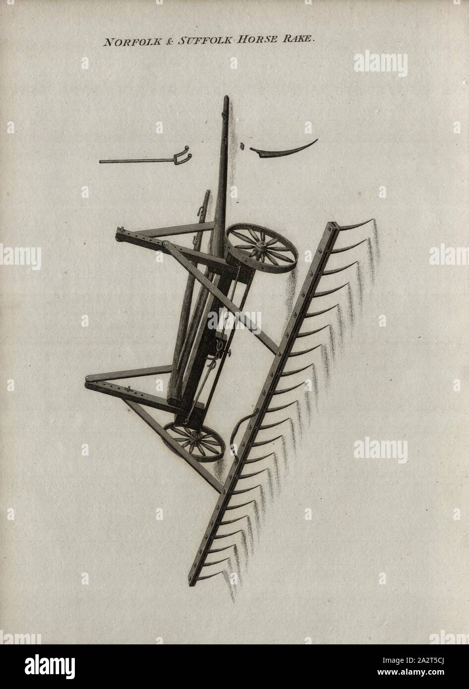 Norfolk et Suffolk cavallo rastrello, rastrello, Fig. 16, p. 40, R.W. Dickson: agricoltura pratica, o un sistema completo di moderna zootecnia: con i metodi di coltivazione, e la gestione delle scorte vive. Bd. 1. Londra: stampate per Richard Phillips; da R. Taylor e Co., 1805 Foto Stock