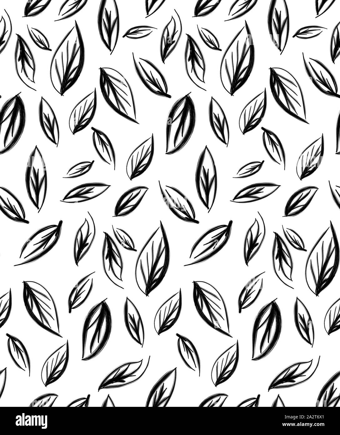 Abstract pattern senza giunture di caduta foglie di autunno. Disegnata a mano foglie con sfondo bianco. Progettazione per la carta, tessuto, tessuto stampe. Foto Stock