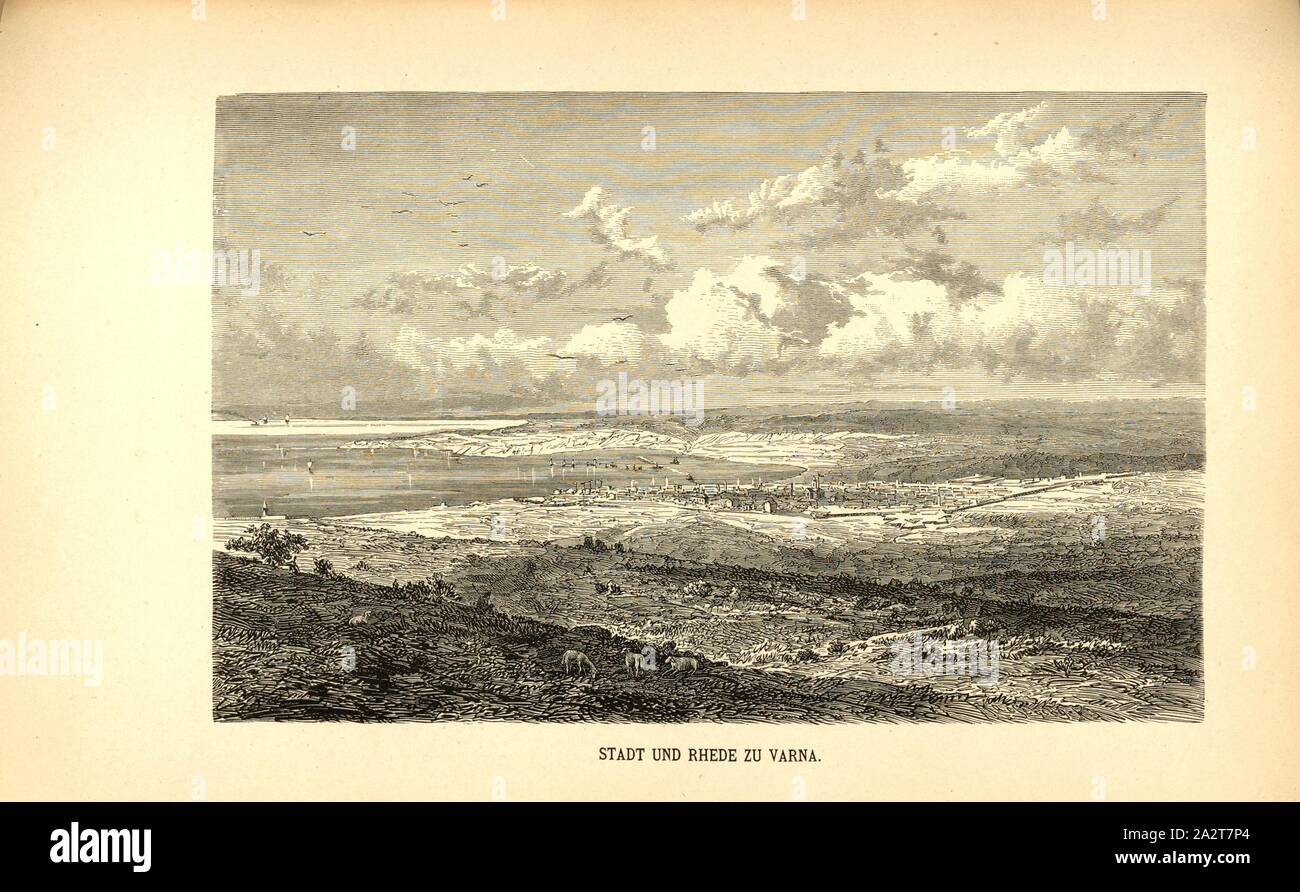 Città e strada di Varna, Varna sul Mar Nero in Bulgaria, Fig. 107, dopo p. 198, 1879, F. Kanitz: Donau-Bulgarien und der Balcani: historisch-geographisch-ethnographische Reisestudien aus den Jahren 1860-1879. Lipsia: Verlagsbuchhandlung von Hermann Fries, 1879-1880 Foto Stock