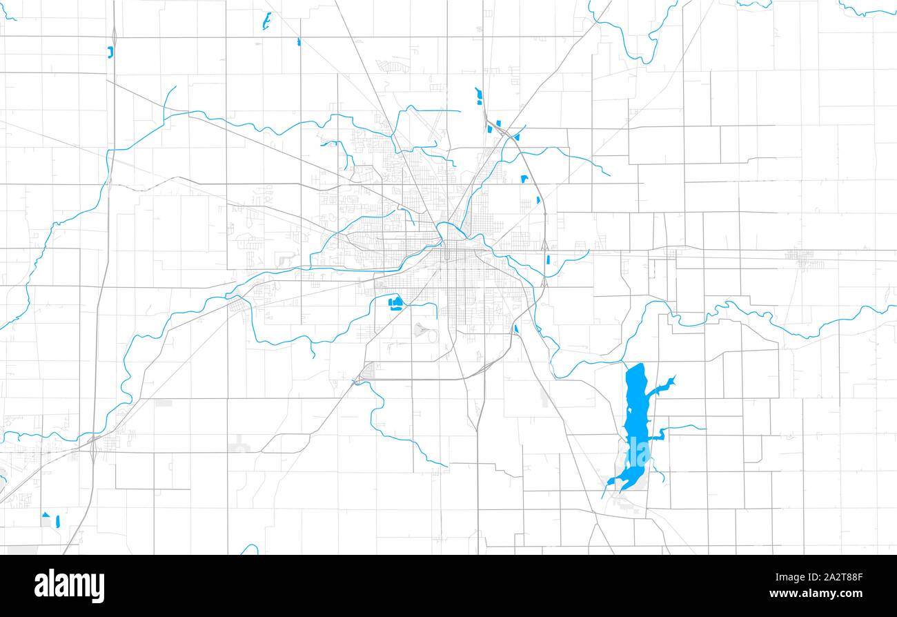 Ricco di vettore dettagliata mappa area di Muncie, Indiana, Stati Uniti d'America. Mappa modello per arredamento di casa. Illustrazione Vettoriale