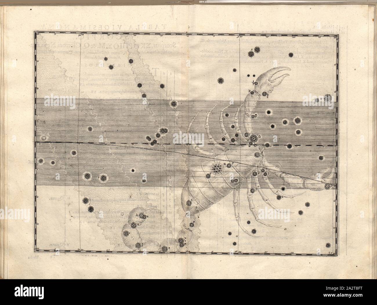 Scorpione Costellazione dello Scorpione, p. 97, Bayer, Johann, 1603, Ioannis Bayeri Uranometria omnium asterismorum (...). Augustae Vindelicorum: excudit Christopherus Mangus, 1603 Foto Stock