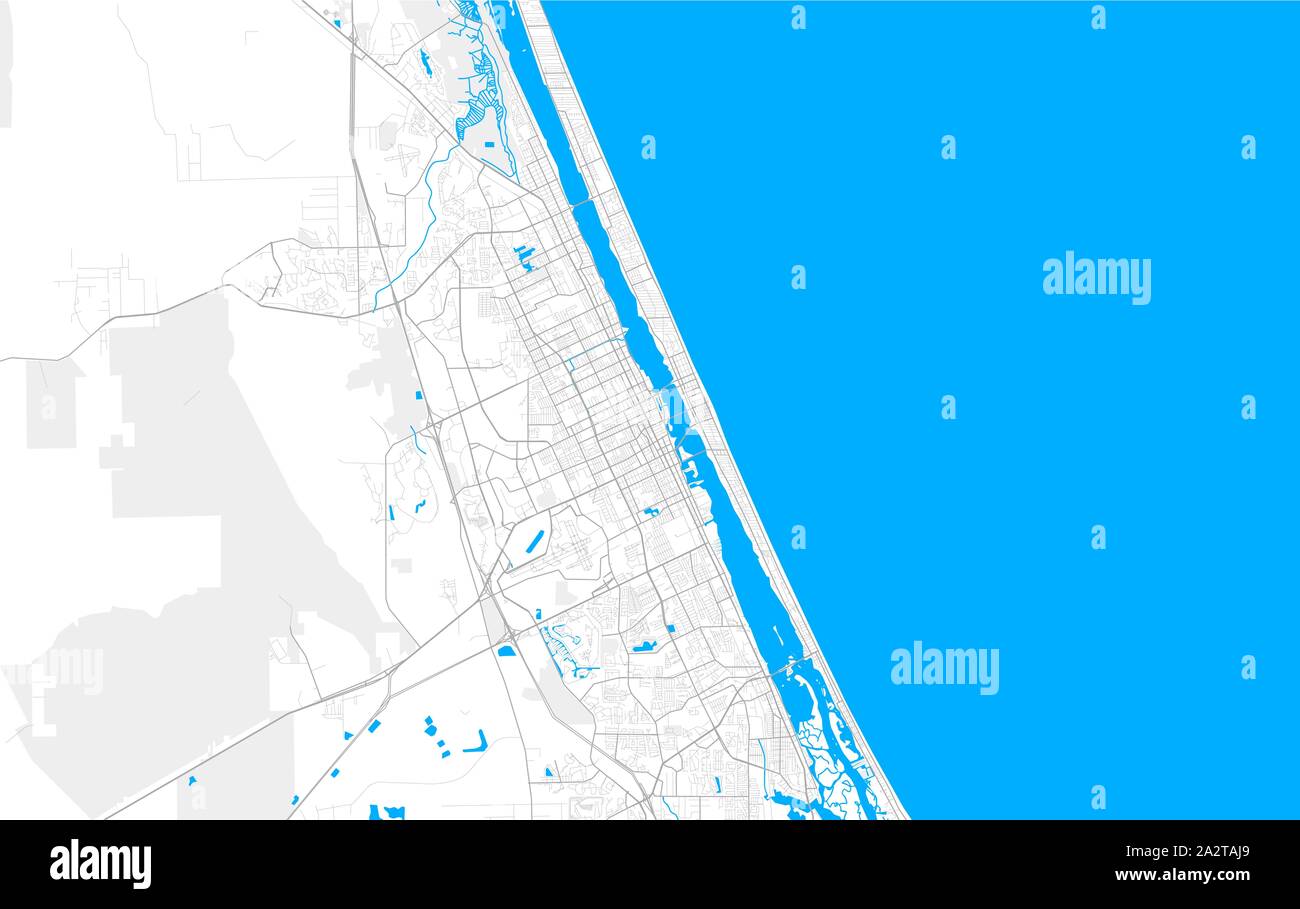 Ricco di vettore dettagliata mappa area di Daytona Beach, Florida, Stati Uniti d'America. Mappa modello per arredamento di casa. Illustrazione Vettoriale