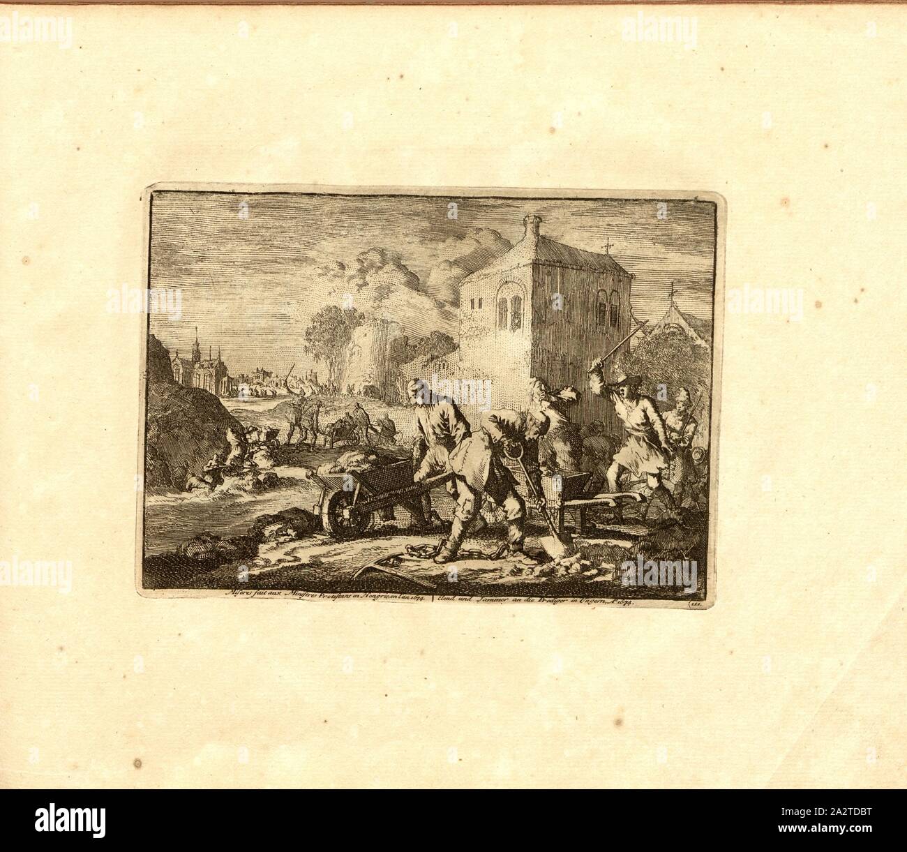 Miserie fatta per i Ministeri protestante in Ungheria Anno 1674, parallele titolo: Miseria e guai ai predicatori in Ungern, un nn o 1674, incisione su rame, 111.), p. 231, Luyken, Jan (inv. et fec.), Jan Luyken: Théâtre des Martyrs: depuis la mort de J.Cristo jusqu'à presente: représenté en très belles tailles-douces = Schau-Bühne der Martirer; gezeichnet und in Kuppfer gestochen. Leyde: Chez Pierre Van der Aa, [1711 Foto Stock
