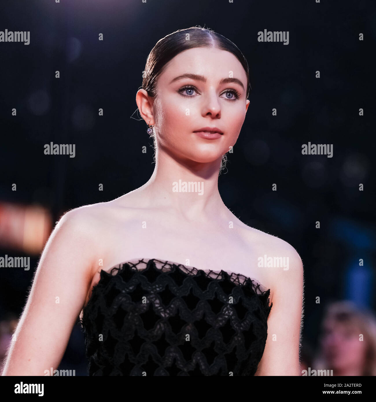 LUXE Odeon Leicester Square, Londra, Regno Unito. 3° Ott, 2019. Thomasin McKenzie pone sul tappeto rosso al London Film Festival: Il re - American Airlines Gala. Foto di credito: Julie Edwards/Alamy Live News Foto Stock