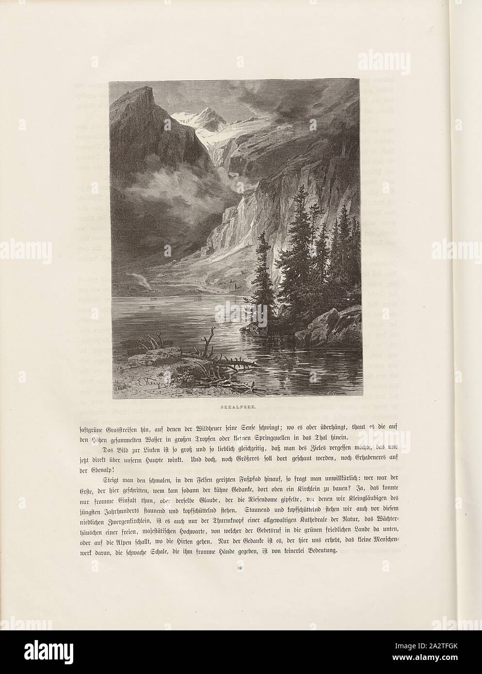 Seealpsee, vista sull'Seealpsee, al XIX secolo Säntis, firmato: E. HEYN; E. G, Fig. 67, p. 80, Heyn, Ernst; E. G., Woldemar Kaden: Das Schweizerland: eine Sommerfahrt durch Gebirg und Thal. Stoccarda: Engelhorn, 1875 Foto Stock