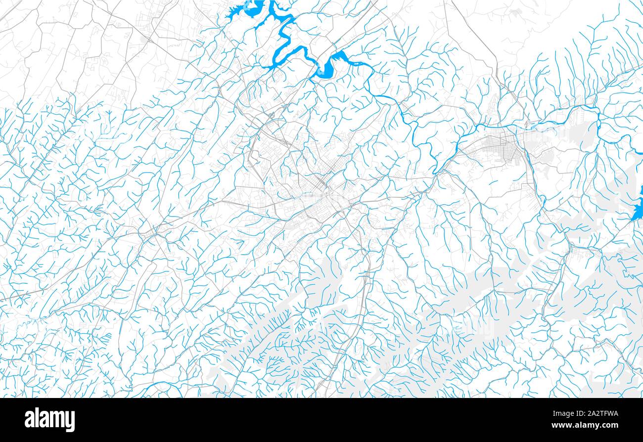 Ricco di vettore dettagliata mappa area di Johnson City, Tennessee, Stati Uniti d'America. Mappa modello per arredamento di casa. Illustrazione Vettoriale