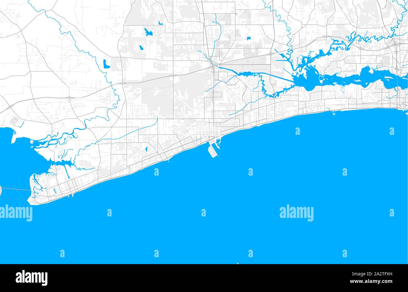 Ricco di vettore dettagliata mappa area di Gulfport, Mississippi, Stati Uniti d'America. Mappa modello per arredamento di casa. Illustrazione Vettoriale