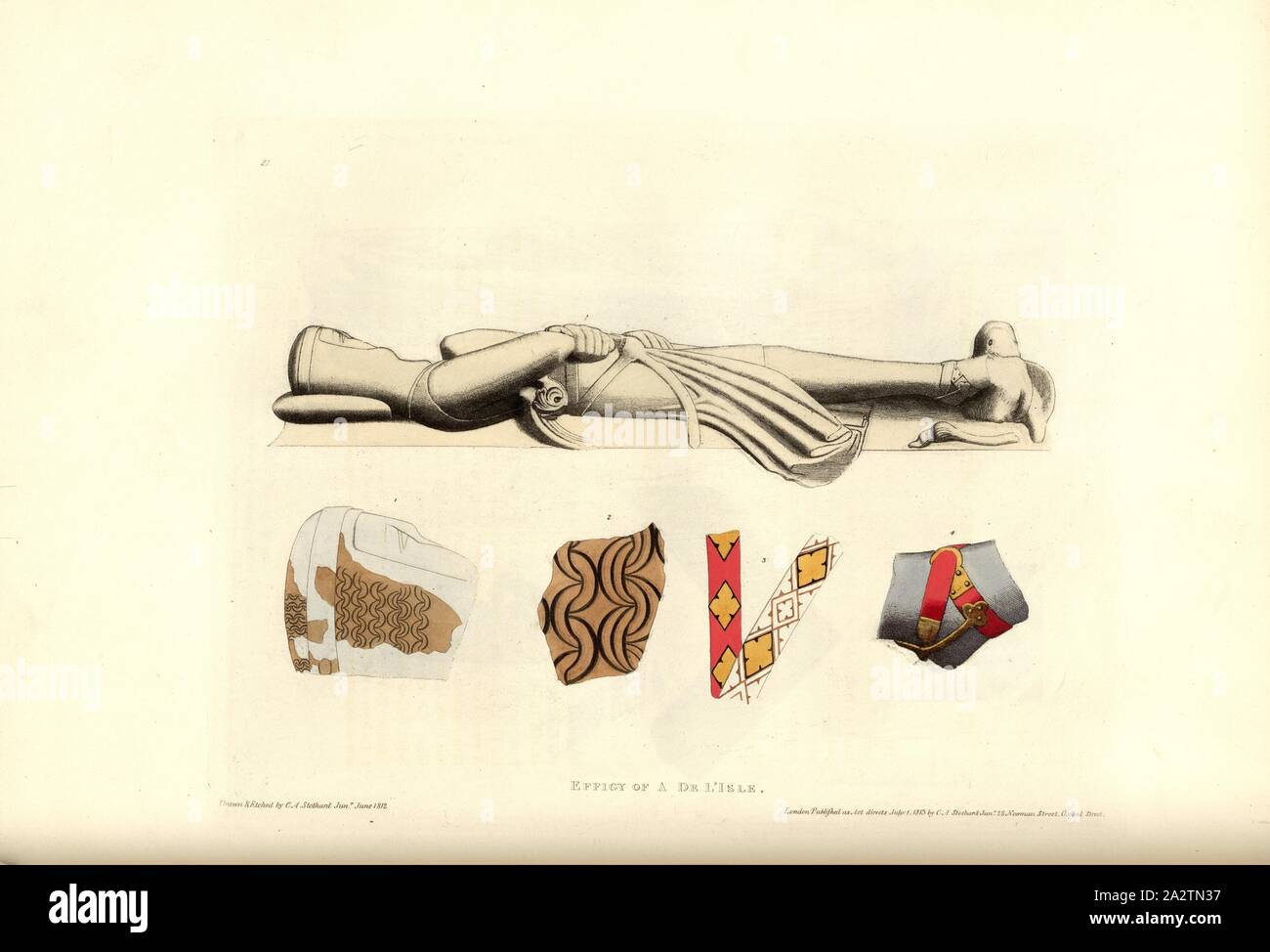 Effigie di un De L'Isle, tomba nella Chiesa di tutti i santi a Rampton (Inghilterra), firmato: disegnato e inciso da C.A. Stothard Jun, pubblicato da C.A. Stothard Jun, Fig. 24, secondo p. 22, Stothard, Charles Alfred Jun. (disegnata, attaccato e publ.), Charles Alfred Stothard, Alfred John Kempe: la monumentale effigi di Gran Bretagna: selezionato dal nostro cattedrali e chiese, allo scopo di riunire e preservare il corretto rappresentazioni delle migliori illustrazioni storico extant, dalla conquista normanna al regno di Enrico VIII: dedicata da il permesso per il Prince Regent Foto Stock
