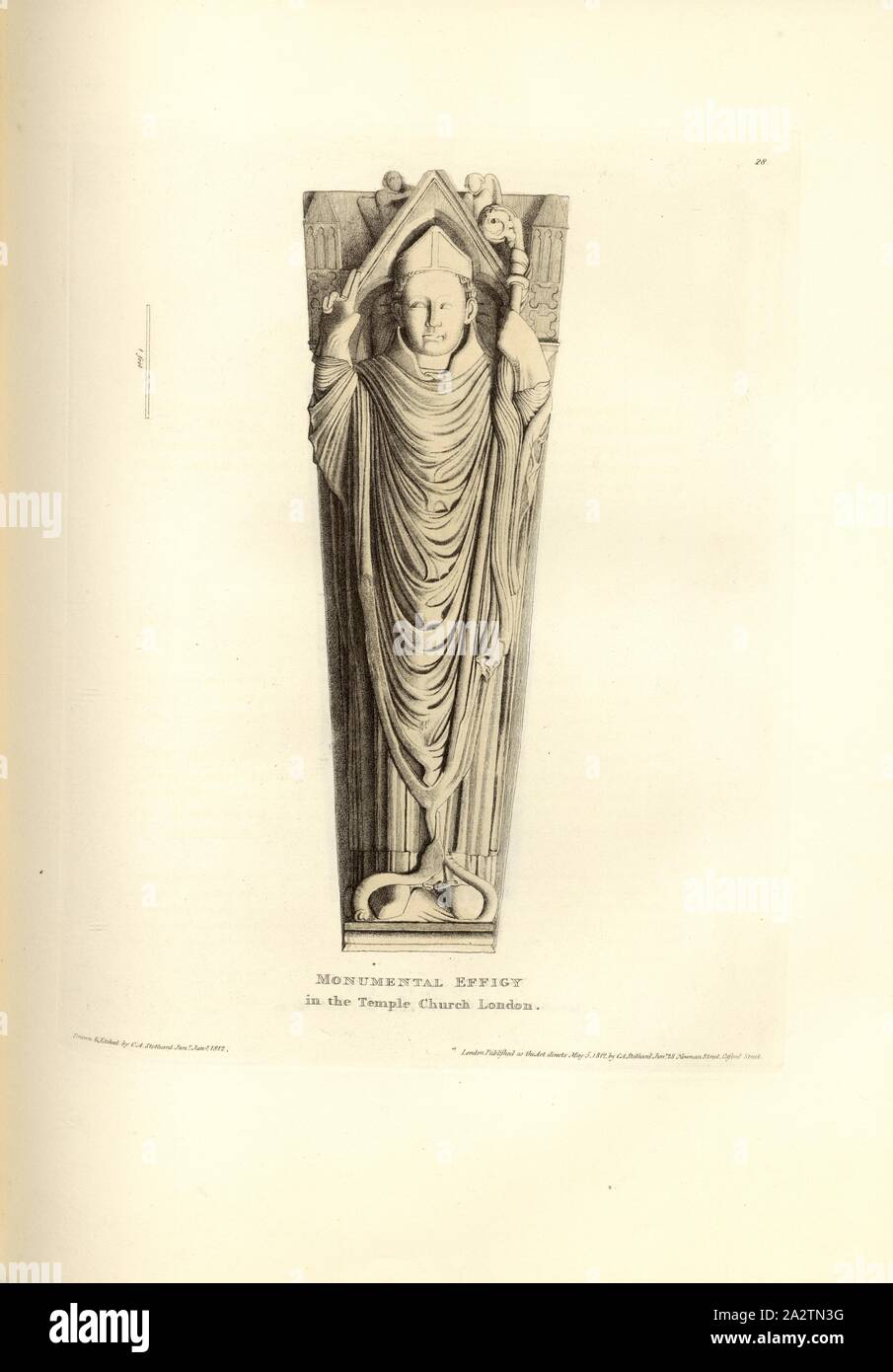 Effigie monumentale nel Tempio la Chiesa di Londra, tomba nella chiesa del tempio di Londra, firmato: disegnato e inciso da C.A. Stothard Jun, pubblicato da C.A. Stothard, Fig. 31, 28, dopo p. 28, Stothard, Charles Alfred Jun. (disegnata, attaccato e publ.), Charles Alfred Stothard, Alfred John Kempe: la monumentale effigi di Gran Bretagna: selezionato dal nostro cattedrali e chiese, allo scopo di riunire e preservare il corretto rappresentazioni delle migliori illustrazioni storico extant, dalla conquista normanna al regno di Enrico VIII: dedicata da il permesso al principe reggente. Londra Foto Stock