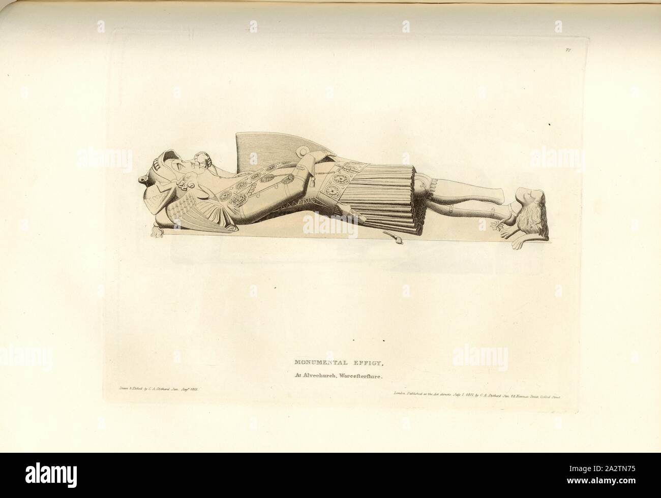 Effigie monumentale. A alvechurch, Worcestershire, tomba di un cavaliere nella chiesa di San Lorenzo, Alvechurch, Worcestershire, firmato: disegnato e inciso da C.A. Stothard Jun, pubblicato da C.A. Stothard Jun, Fig. 81, 72, dopo p. 58, Stothard, Charles Alfred Jun. (disegnata, attaccato e publ.), Charles Alfred Stothard, Alfred John Kempe: la monumentale effigi di Gran Bretagna: selezionato dal nostro cattedrali e chiese, allo scopo di riunire e preservare il corretto rappresentazioni delle migliori illustrazioni storico extant, dalla conquista normanna al regno di Enrico VIII: dedicata da Foto Stock