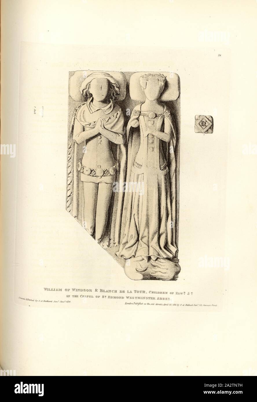 William di Windsor, tomba di Blanche de la Tour e William di Windsor a Westminster Abbey, firmato: disegnato e inciso da C.A. Stothard Jun, pubblicato da C.A. Stothard Jun, Fig. 88, 79, dopo p. 60, Stothard, Charles Alfred Jun. (disegnata, attaccato e publ.), Charles Alfred Stothard, Alfred John Kempe: la monumentale effigi di Gran Bretagna: selezionato dal nostro cattedrali e chiese, allo scopo di riunire e preservare il corretto rappresentazioni delle migliori illustrazioni storico extant, dalla conquista normanna al regno di Enrico VIII: dedicata da il permesso al principe Foto Stock