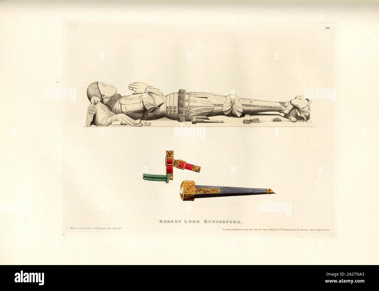 Robert Signore Hungerford, tomba di Robert Signore Hungerford nella Cattedrale di Salisbury, firmato: disegnato e inciso da C.A. Stothard Jun, pubblicato da C.A. Stothard Jun, Fig. 142, 130, dopo p. 98, Stothard, Charles Alfred Jun. (disegnata, attaccato e publ.), Charles Alfred Stothard, Alfred John Kempe: la monumentale effigi di Gran Bretagna: selezionato dal nostro cattedrali e chiese, allo scopo di riunire e preservare il corretto rappresentazioni delle migliori illustrazioni storico extant, dalla conquista normanna al regno di Enrico VIII: dedicata da il permesso per il Prince Regent Foto Stock