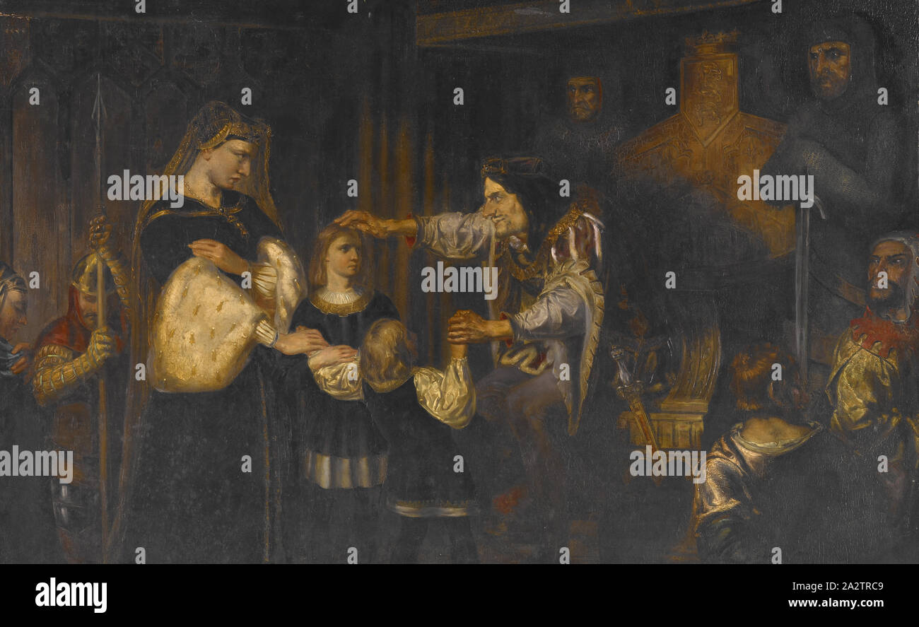Re Richard III con i figli di Edward IV, David Scott (British, 1806-1849), 1826, olio su pannello, una) 46 x 70-7/8 in., b) 12-1/2 x 70-7/8 in., Europeo la pittura e la scultura 1800-1945 Foto Stock