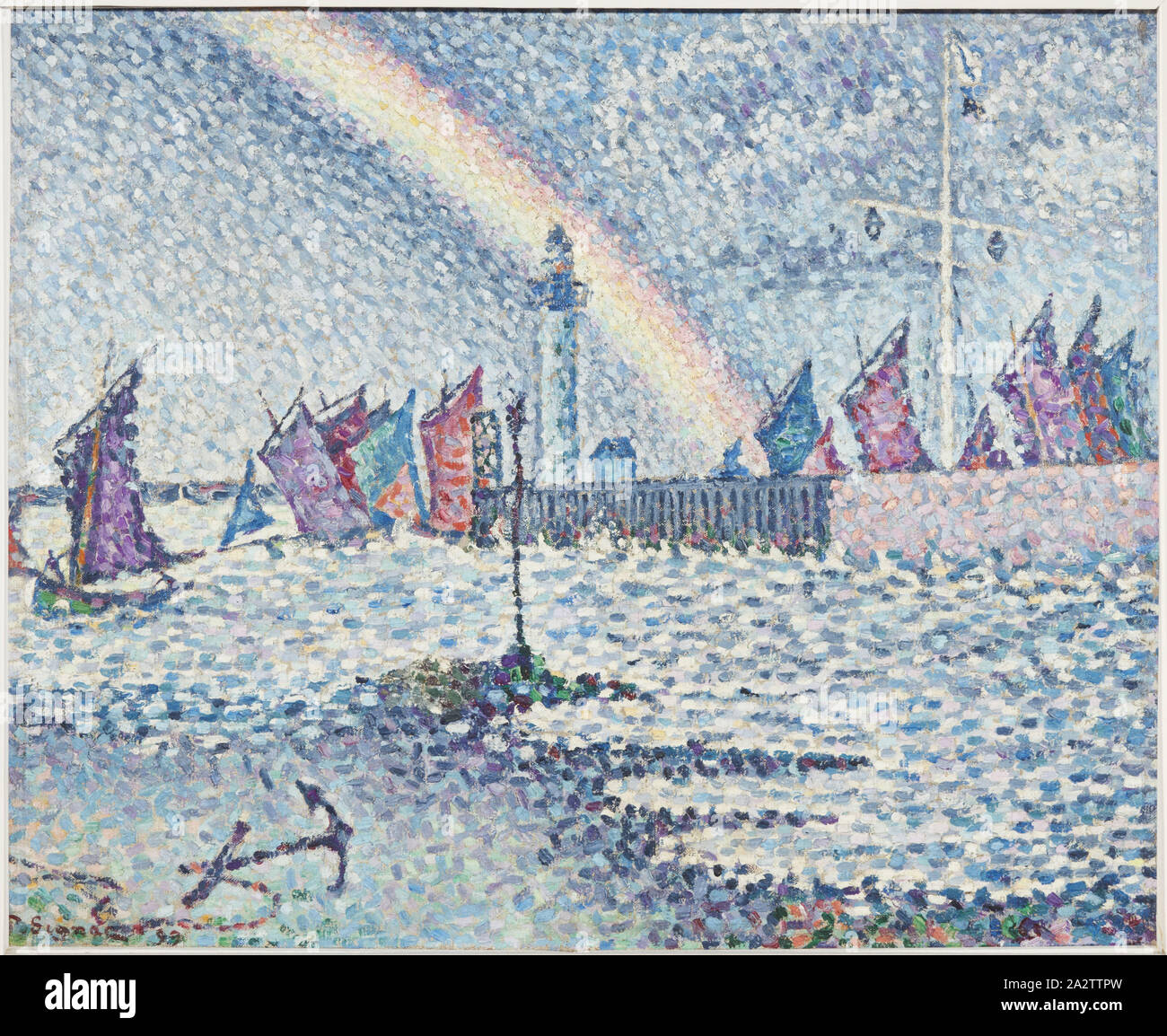 Ingresso del porto di Honfleur, Paul Signac (Francese, 1863-1935), 1899, olio su tela, 16-3/8 x 19-7/8 in. (Tela) 24 x 27-7/16 x 1-3/4 in. (Incorniciato), europeo la pittura e la scultura 1800-1945 Foto Stock