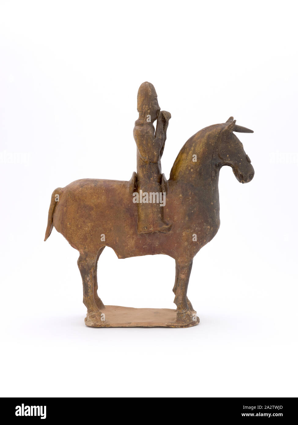 Musicista a cavallo, sei dinastie, Northern Wei dynasty, periodo, sei dinastie, circa 500, ceramica invetriata, Arte Asiatica Foto Stock