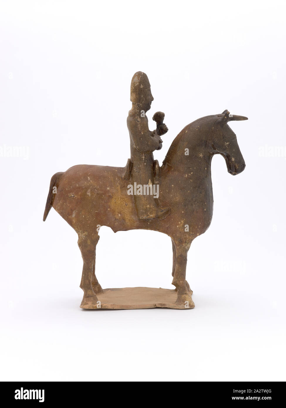 Musicista a cavallo, sei dinastie, Northern Wei dynasty, periodo, sei dinastie, circa 500, ceramica invetriata, Arte Asiatica Foto Stock