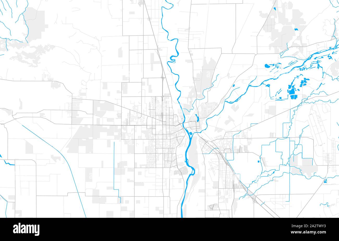 Ricco di vettore dettagliata mappa area di Yuba City, California, Stati Uniti d'America. Mappa modello per arredamento di casa. Illustrazione Vettoriale