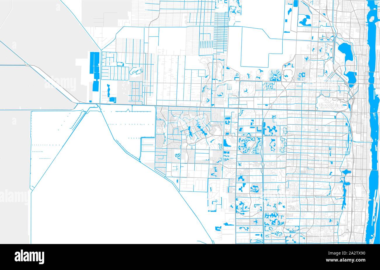 Ricco di vettore dettagliata mappa area di Wellington, Florida, Stati Uniti d'America. Mappa modello per arredamento di casa. Illustrazione Vettoriale