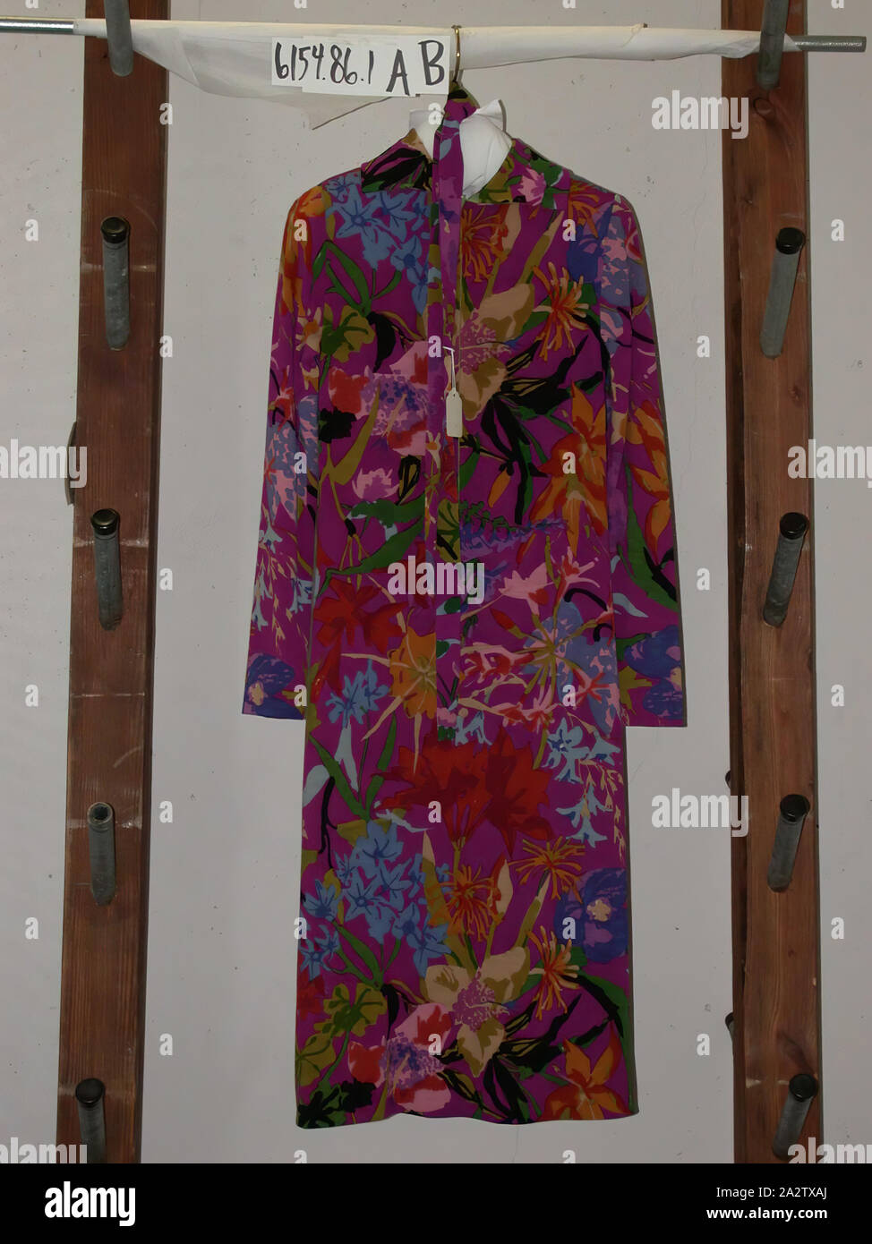 Giorno abito, 1970, Lana Jersey, stampati, 42-1/4 (abito), tessile e della moda arte Foto Stock