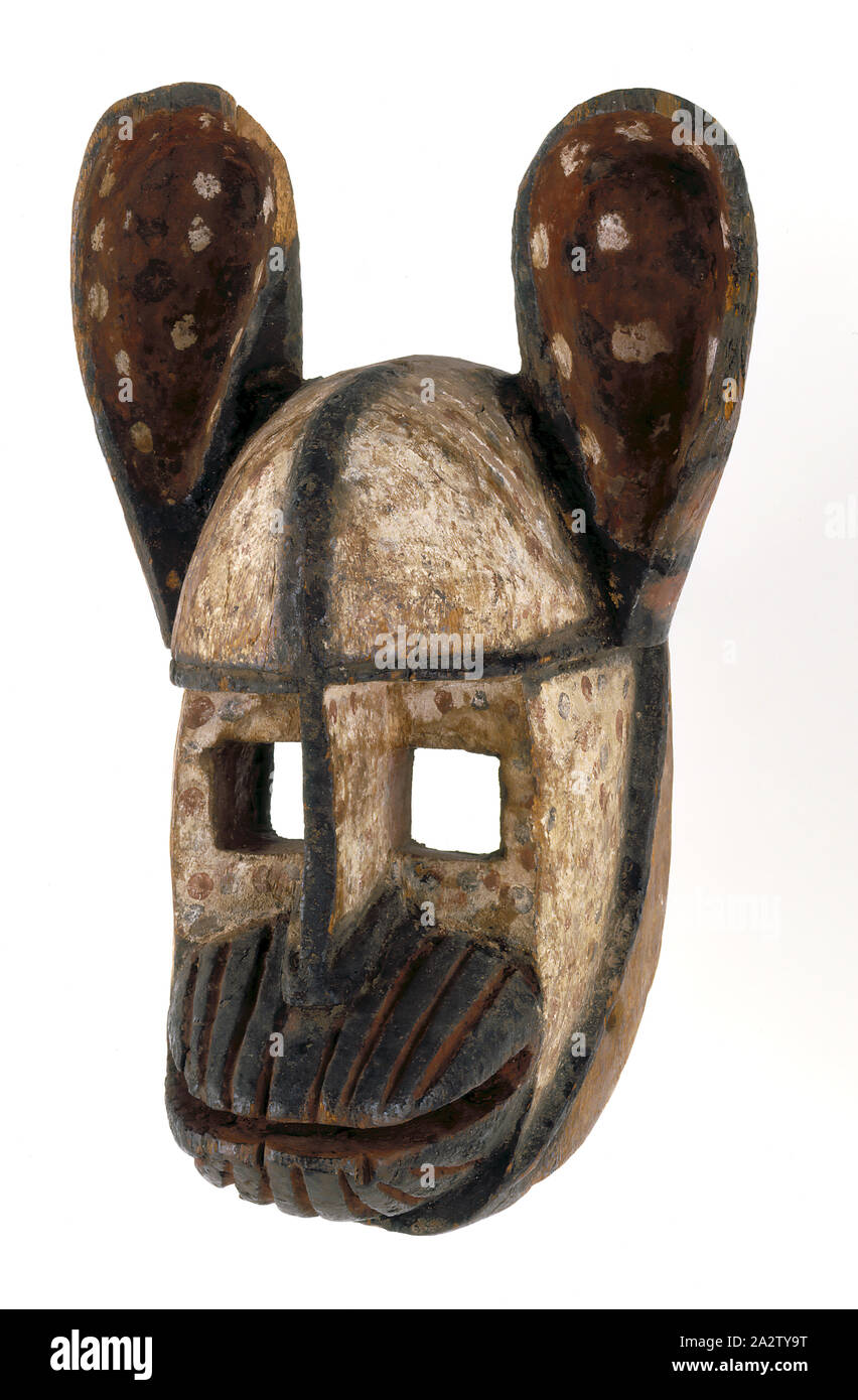 La iena maschera, popolo Dogon, xx secolo, legno, pigmento, 15-3/4 x 9-1/4 x 9-1/2 in., Arte Africana Foto Stock