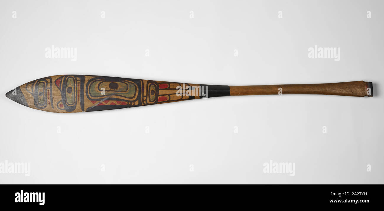 Paddle, Kaigani Haida popolo, 1880-1886, legno, pigmento, 56 x 5-7/8 x 1-1/4 in., Arts nativo delle Americhe Foto Stock