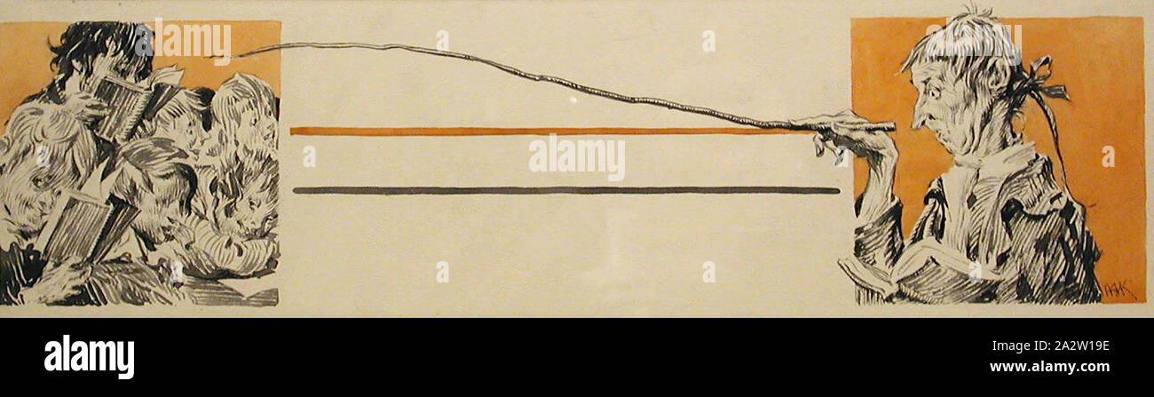 Illustrazione di Sleepy Hollow, Arthur Ignazio Keller (American, 1866-1924), 1906, penna, inchiostro e lavaggio ad acquerello su carta bianco sporco 13 x 3-1/4 in., siglato in inchiostro, L.R.: A.I.K Foto Stock