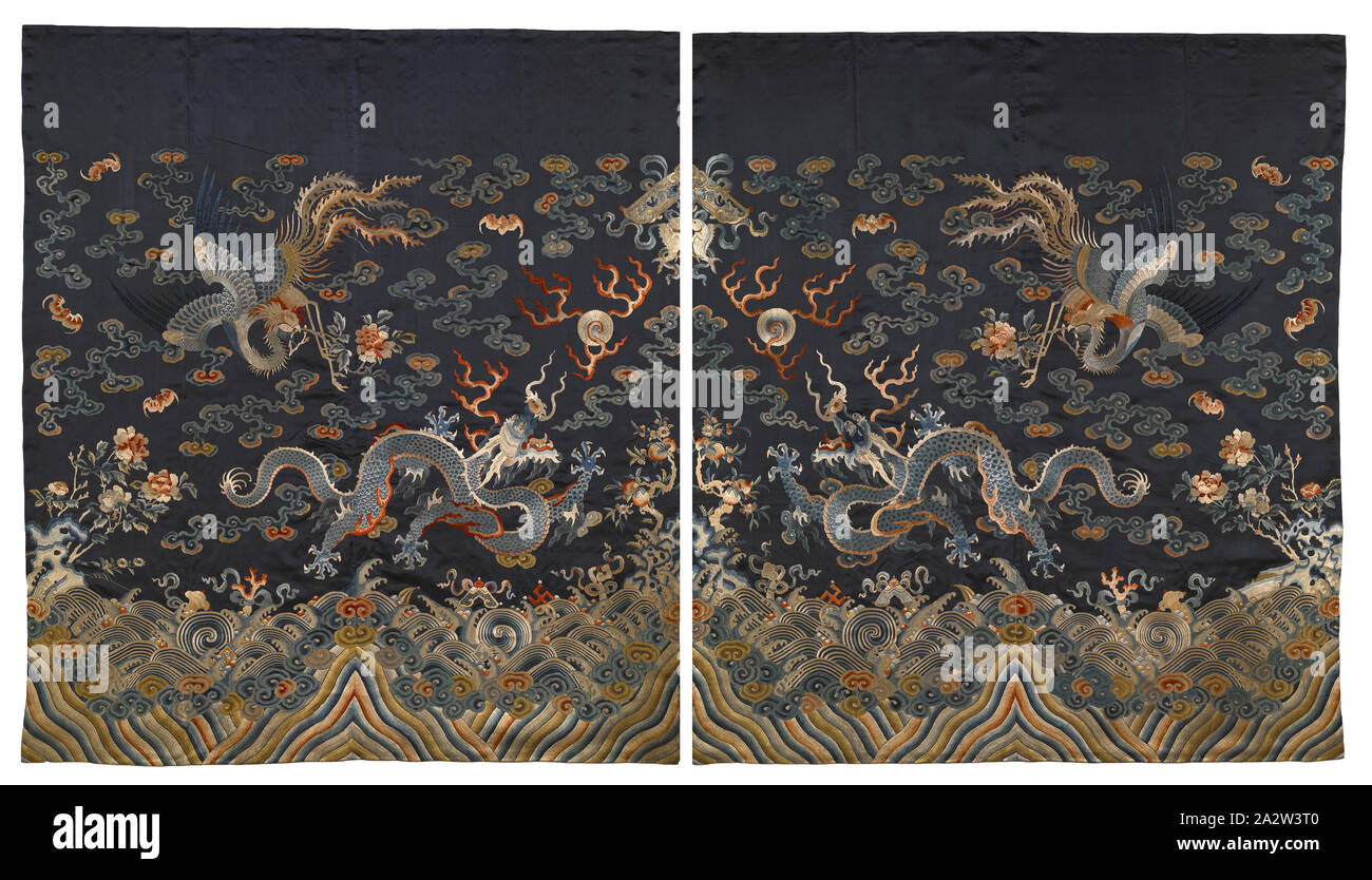 Letto nuziale tende, dinastia Qing, dinastia Qing, circa 1820, seta, 78 x 70 in. (Ciascuno), tessile e della moda arte Foto Stock
