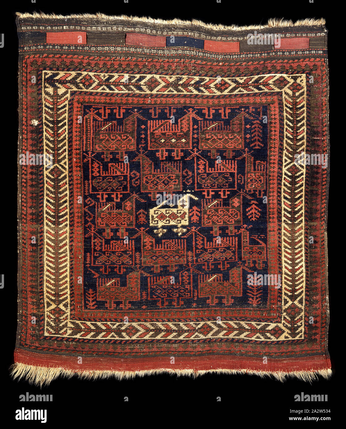 Borsa faccia, Baluchi persone, 1850-1875, lana, 28 x 32 in., 71,1 x 81,3 cm., tessile e della moda arte Foto Stock