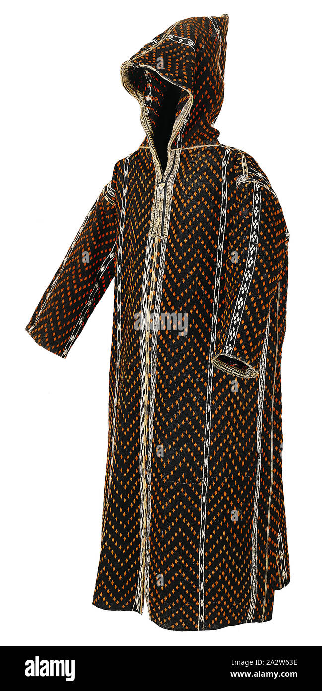 Uomo accappatoio con cappuccio (jellaba), Berber, popoli, nei primi anni del XX secolo, lana, L: 54-1/2 in., tessile e della moda arte Foto Stock