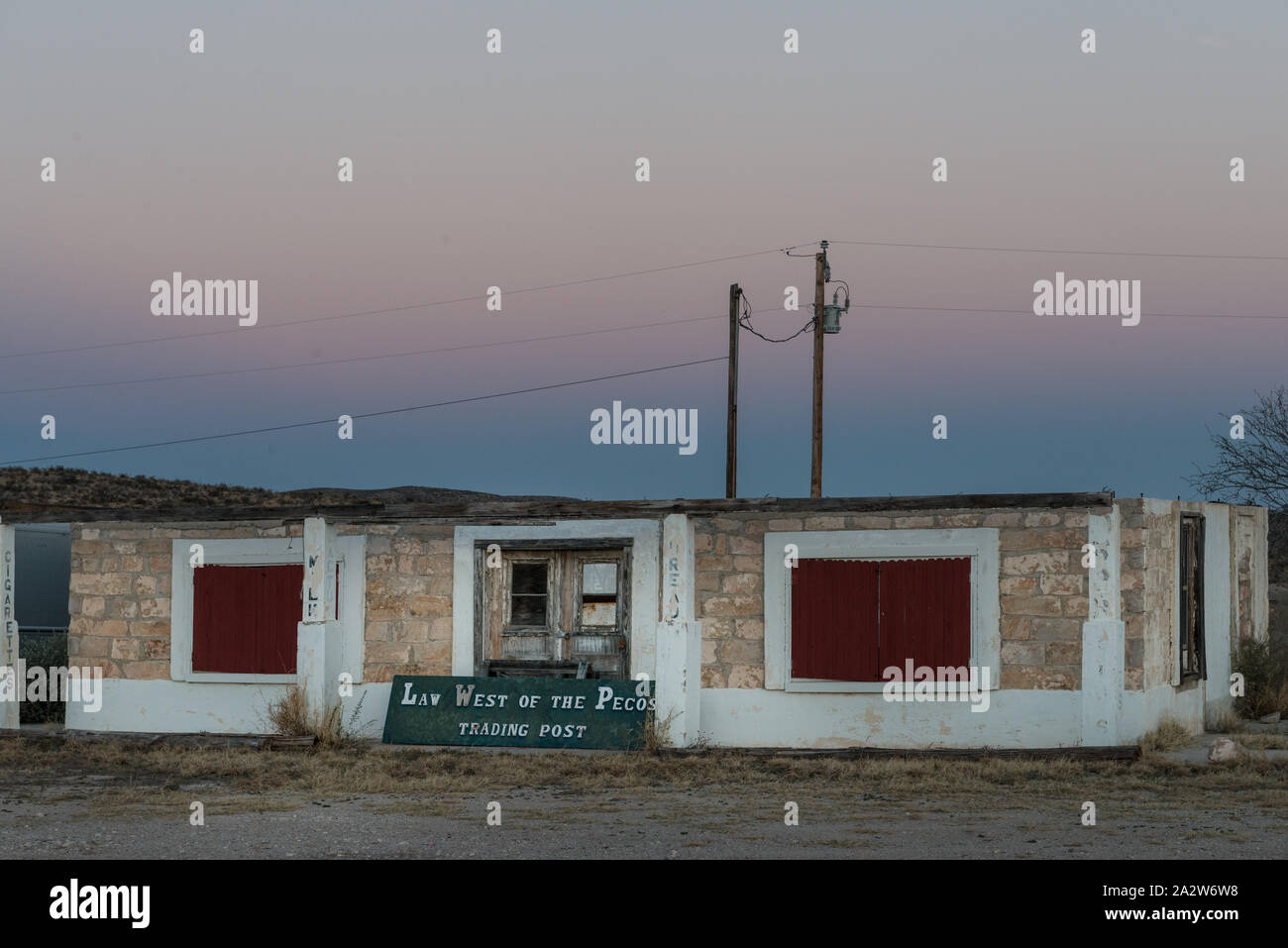 I resti di un antico paese store in poco Langtry, Texas Foto Stock