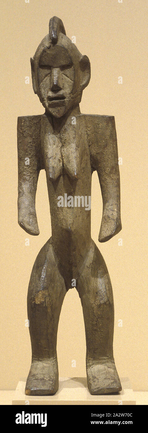 Figura femminile, Bobo persone, 1920-1950, legno, incrostazioni, 19 x 5-1/2 x 5 in., Arte Africana Foto Stock