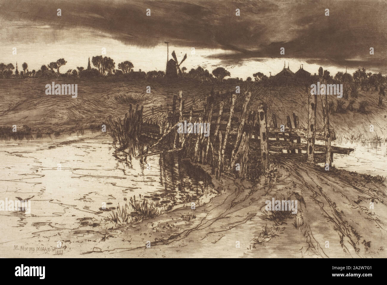 Il Tween Gloaming e il Mirk, Maria Nimmo Moran (American, 1842-1899), 1883, attacco, roulette e sabbia-massa di carta American Foto Stock Il Tween Gloaming e il Mirk, Maria Nimmo Moran (American, 1842-1899), 1883, attacco, roulette e sabbia-massa di carta American Foto Stock