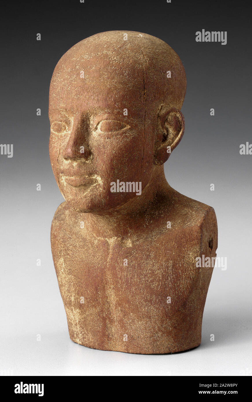 Busto, egiziano, tracce di vernice, H: 6-1/4 in., antica arte del Mediterraneo Foto Stock
