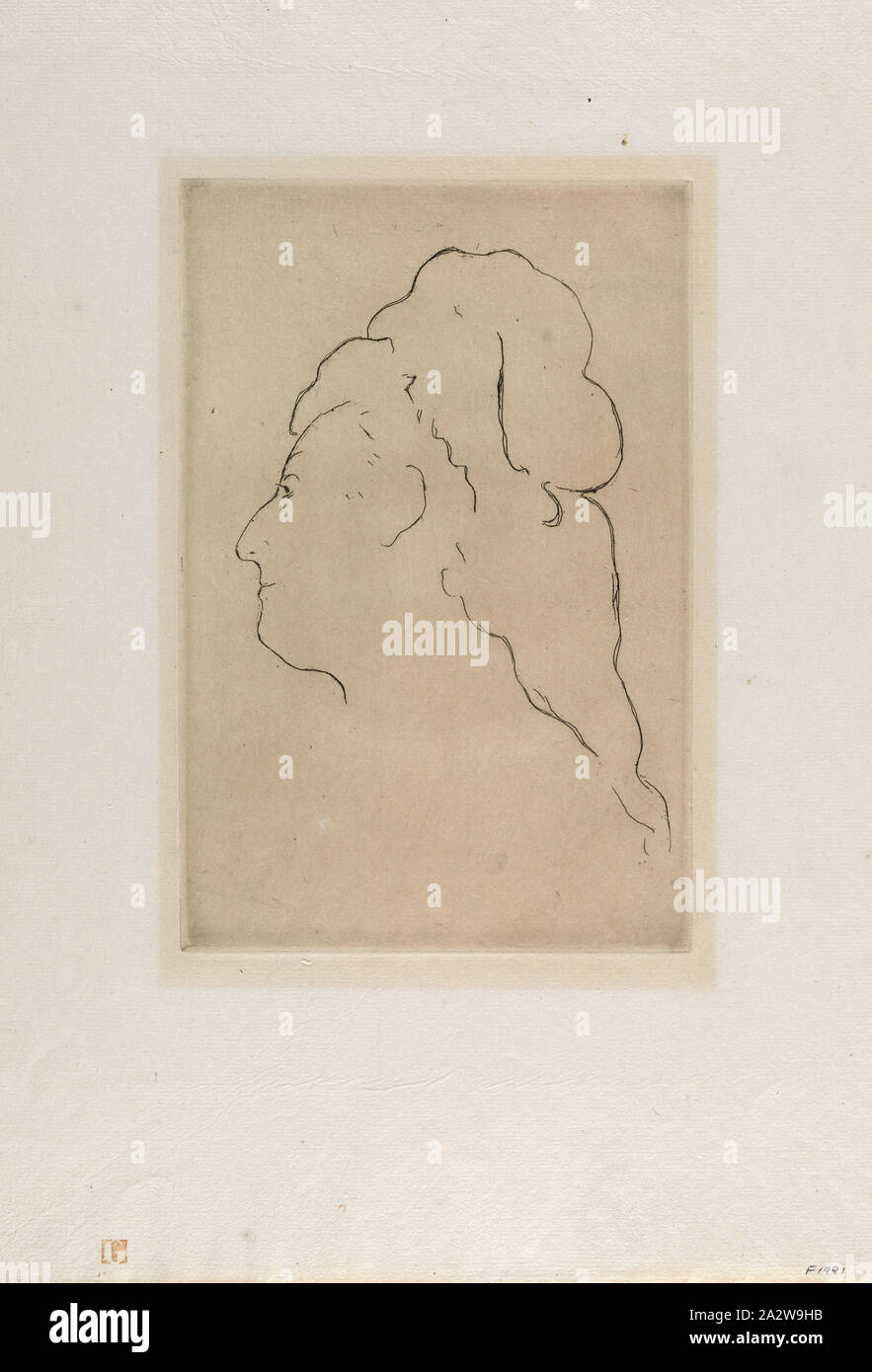 Profilo di Eva Gonzales ha girato a sinistra, Edouard Manet (Francese, 1832-1883), 1870, inchiostro su carta, attacco, 9-1/4 x 6-1/8 in. (Immagine) 17-1/4 x 12-1/4 in. (Foglio Foto Stock