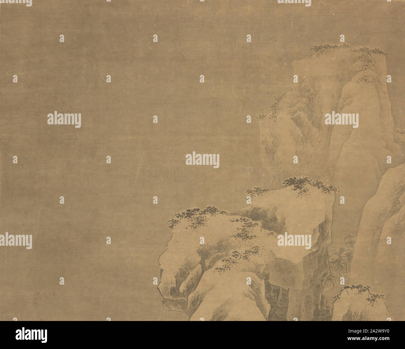 Gru e viaggiatore nel paesaggio invernale, scuola di Zhe (cinese), dinastia Ming, circa 1600, inchiostro su seta, 54 x 21,5/8 a. (Immagine) 107-3/4 x 27-7/8 in. (Mount), Arte Asiatica Foto Stock