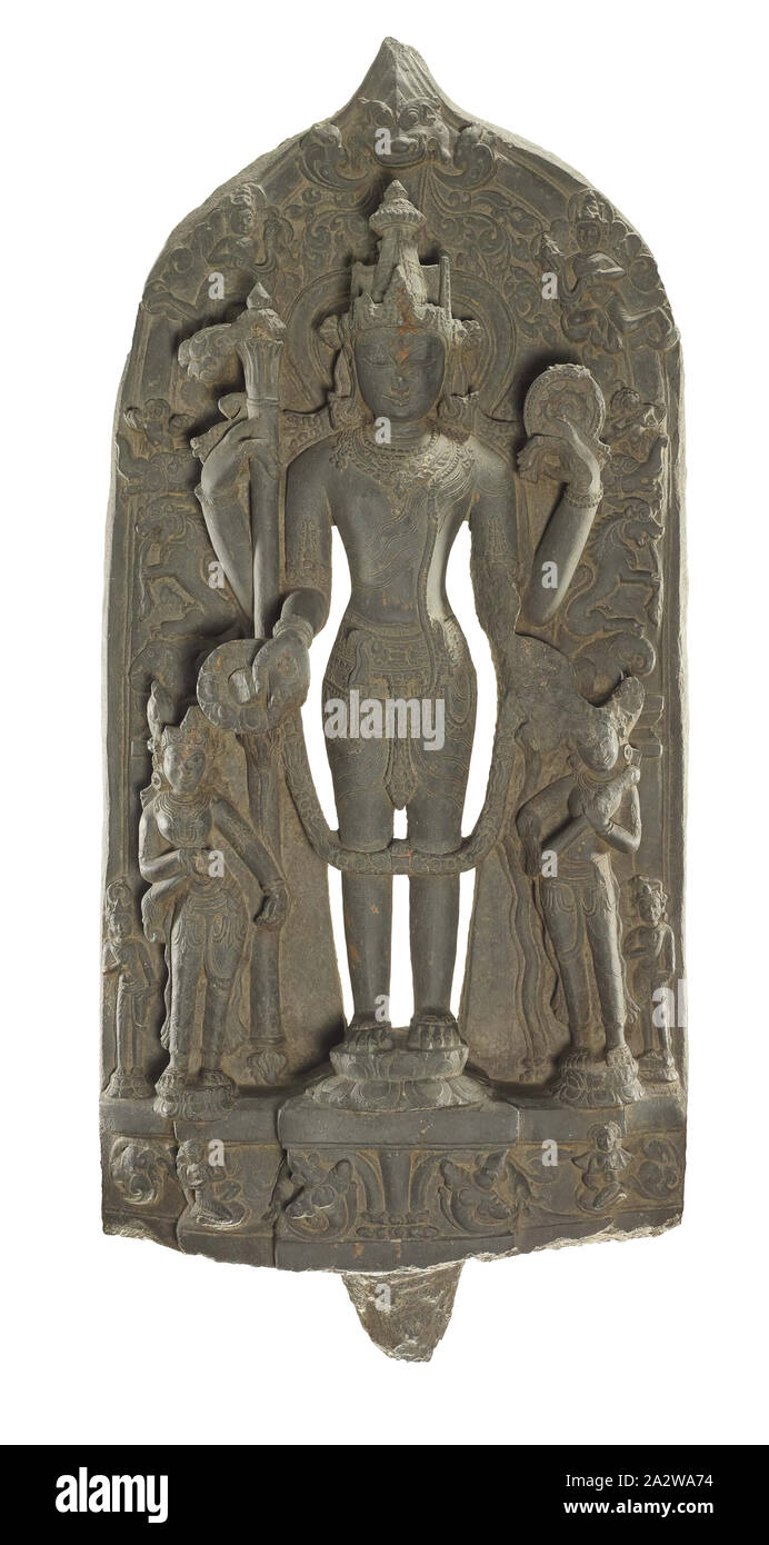 Vishnu, Pala, Pala, 1100s, grigio scisto, 32 x 13-3/4, Arte Asiatica Foto Stock