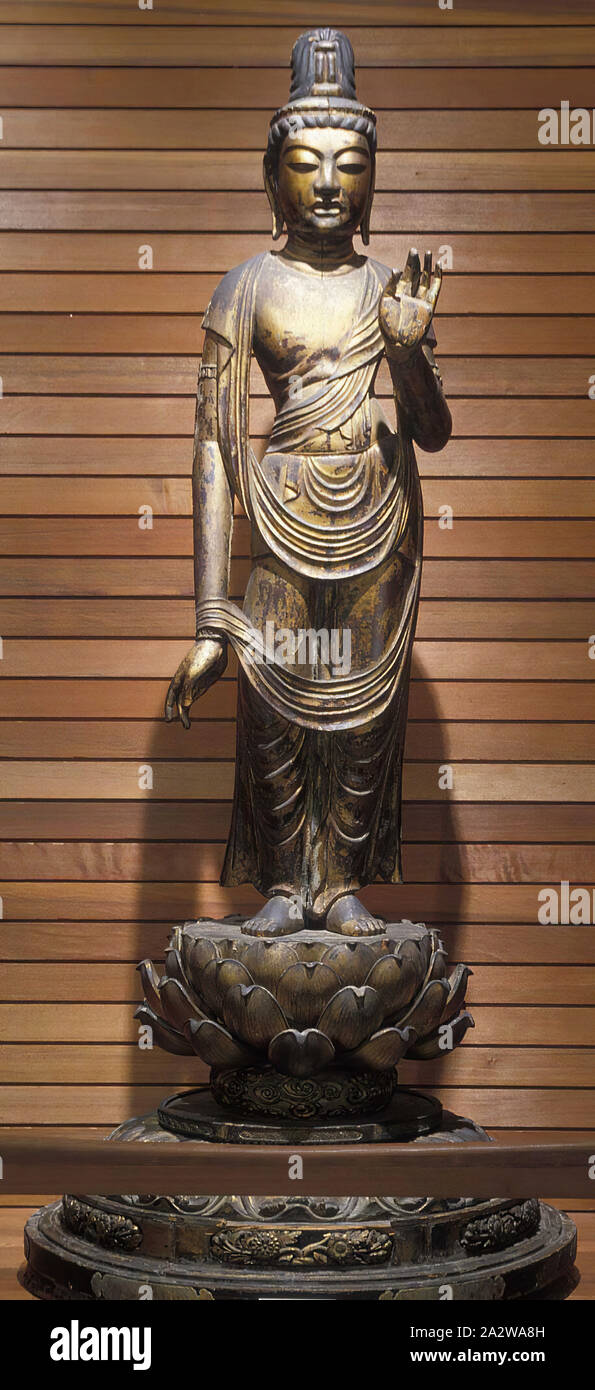 Attendant bodhisattva, Momoyama, Momoyama, circa 1575, lacca su legno, H: 71., Arte Asiatica Foto Stock